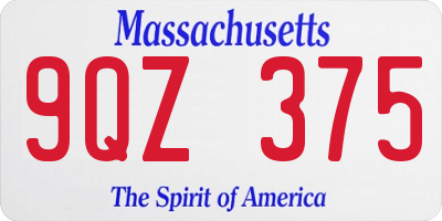MA license plate 9QZ375