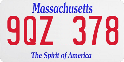 MA license plate 9QZ378