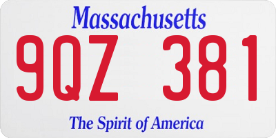 MA license plate 9QZ381