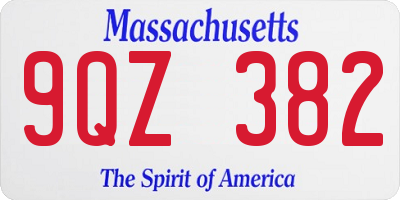 MA license plate 9QZ382