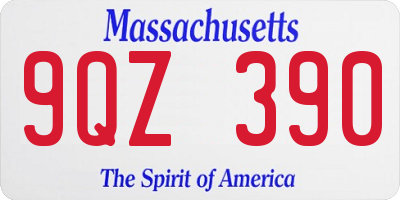 MA license plate 9QZ390
