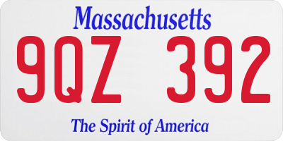 MA license plate 9QZ392