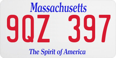 MA license plate 9QZ397