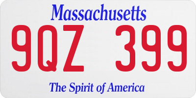 MA license plate 9QZ399