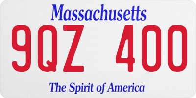 MA license plate 9QZ400