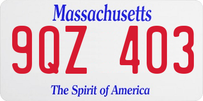 MA license plate 9QZ403