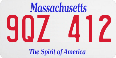 MA license plate 9QZ412
