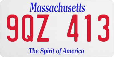 MA license plate 9QZ413
