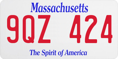 MA license plate 9QZ424