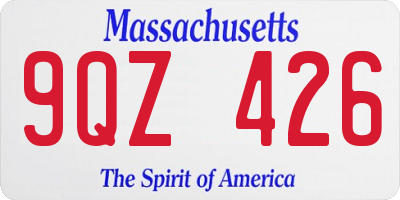 MA license plate 9QZ426