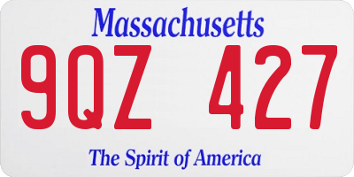 MA license plate 9QZ427