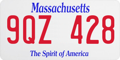 MA license plate 9QZ428