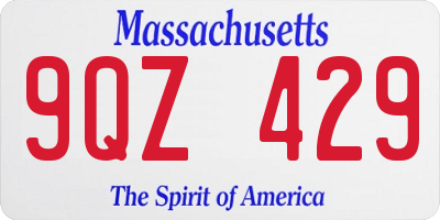 MA license plate 9QZ429