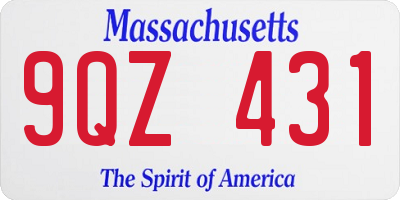 MA license plate 9QZ431