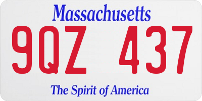 MA license plate 9QZ437