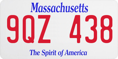 MA license plate 9QZ438