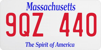 MA license plate 9QZ440