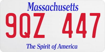 MA license plate 9QZ447