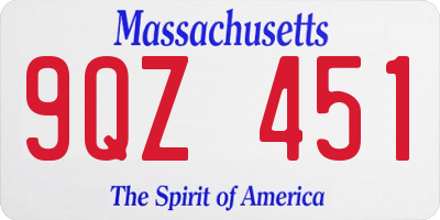 MA license plate 9QZ451