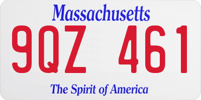 MA license plate 9QZ461