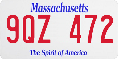 MA license plate 9QZ472