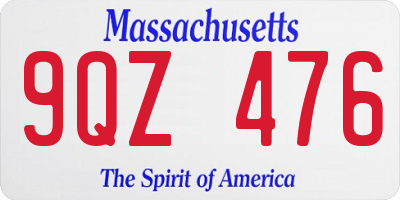 MA license plate 9QZ476