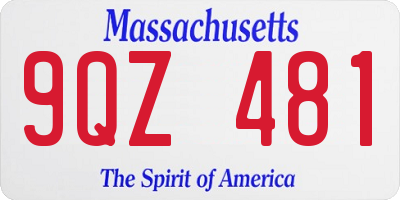 MA license plate 9QZ481