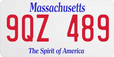 MA license plate 9QZ489
