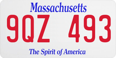 MA license plate 9QZ493