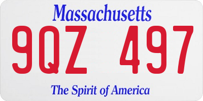 MA license plate 9QZ497