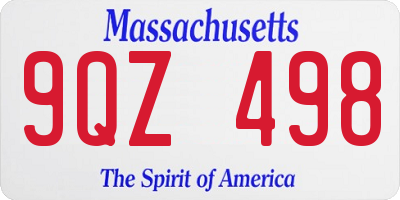 MA license plate 9QZ498