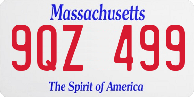 MA license plate 9QZ499