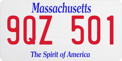 MA license plate 9QZ501