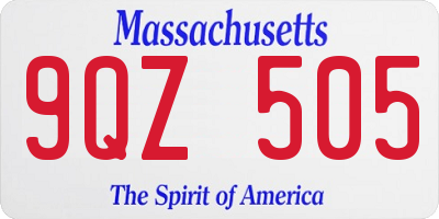 MA license plate 9QZ505