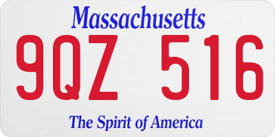 MA license plate 9QZ516
