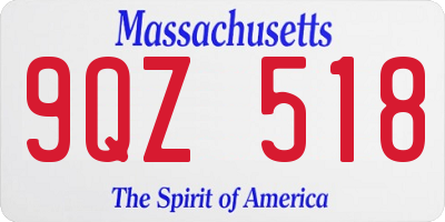 MA license plate 9QZ518