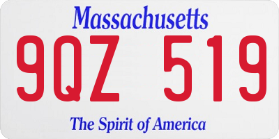 MA license plate 9QZ519