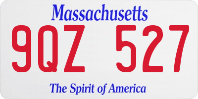 MA license plate 9QZ527