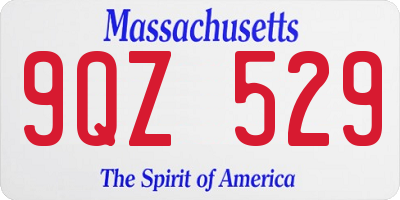MA license plate 9QZ529