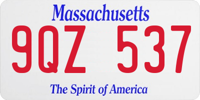 MA license plate 9QZ537