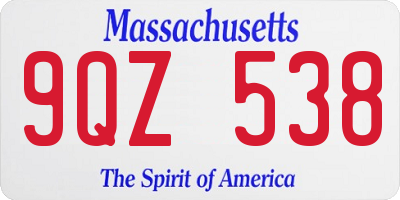 MA license plate 9QZ538