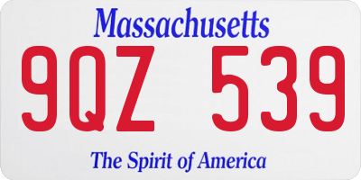 MA license plate 9QZ539
