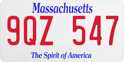 MA license plate 9QZ547