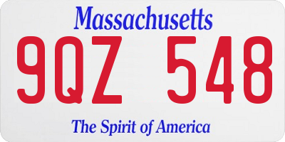 MA license plate 9QZ548