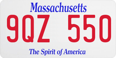 MA license plate 9QZ550