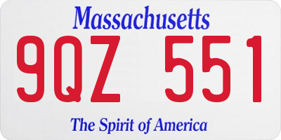 MA license plate 9QZ551