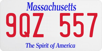 MA license plate 9QZ557