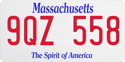 MA license plate 9QZ558