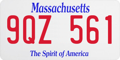 MA license plate 9QZ561
