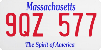 MA license plate 9QZ577